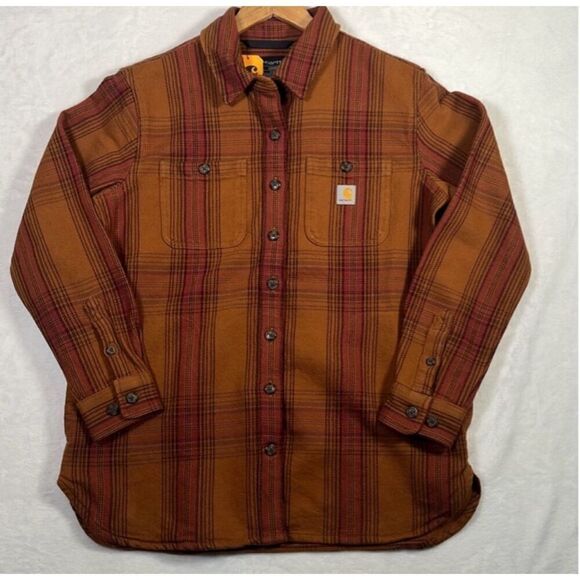 Carhartt Women's Loose Fit‎ Heavyweight Twill Shirt Jacket Brown Sz Small NWT - Picture 1 of 8